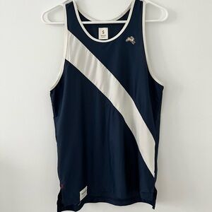Tracksmith Blue and White Athletic Tank Top